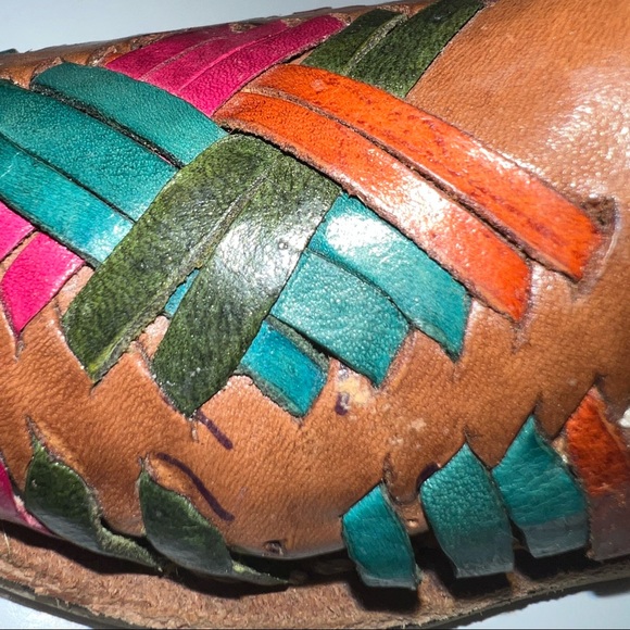 Baby Toddlers Girls Multi-Colored Mexican Artisanal Huarache Traditional Sandal - Picture 15 of 16